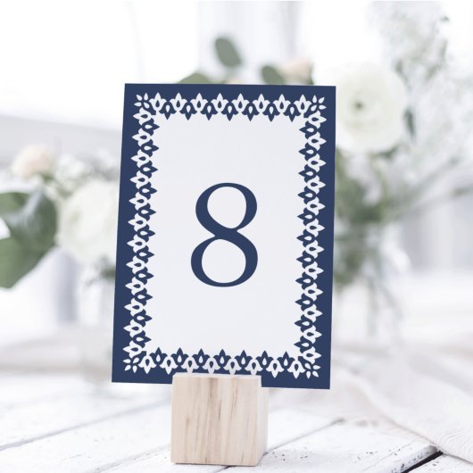 Arabesque Table Number Kaart | marine
