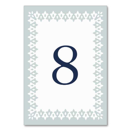 Arabesque Table Number Kaart | Mist (Voorkant)