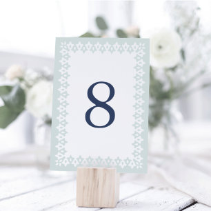 Arabesque Table Number Kaart   Mist