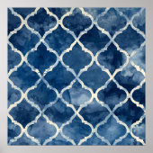 Arabesque Tegel Pattern – Blauwe geometrische muur Poster (Voorkant)