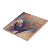 Arabesque tree turquoise dans digitale kunst keram tegeltje (Zijkant)