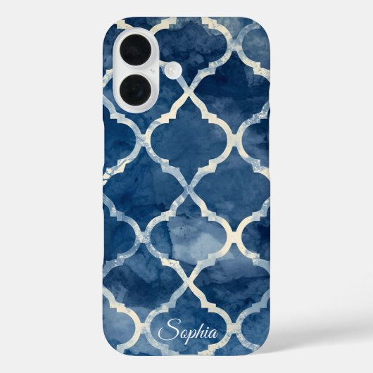 Arabesque Trellis telefoonhoesje – Blue Waterverf Case-Mate iPhone Case (Achterkant)