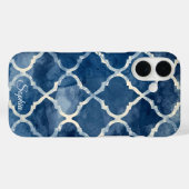 Arabesque Trellis telefoonhoesje – Blue Waterverf Case-Mate iPhone Case (Achterkant (horizontaal))