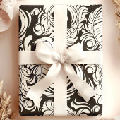 Arabesque  Veren Zwart-wit Patroon Cadeaupapier