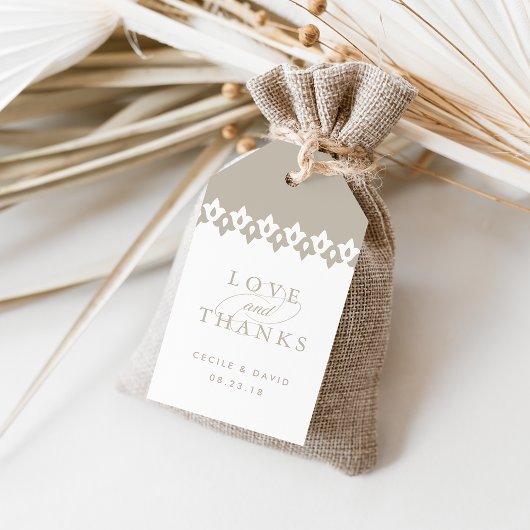 Arabesque Wedding Favor Labels | Champagne Beige Cadeaulabel