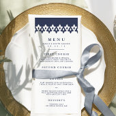 Arabesque Wedding Menu Kaart | Marineblauw