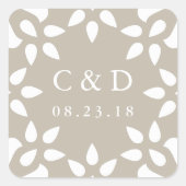 Arabesque Wedding Monogram Sticker | Champagne (Voorkant)
