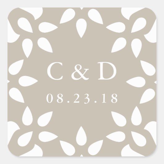 Arabesque Wedding Monogram Sticker | Champagne (Voorkant)