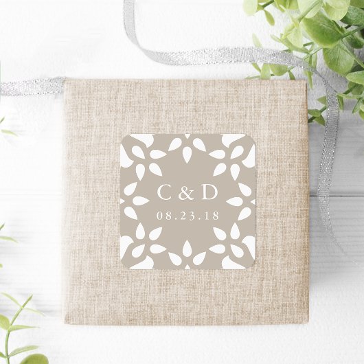 Arabesque Wedding Monogram Sticker | Champagne