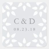 Arabesque Wedding Monogram Sticker | Grijs (Voorkant)