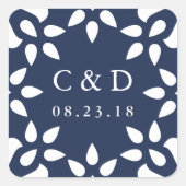 Arabesque Wedding Monogram Sticker | marine (Voorkant)