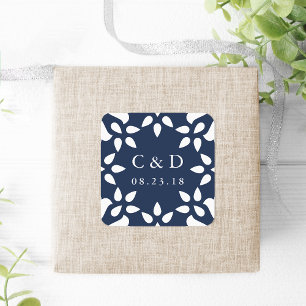 Arabesque Wedding Monogram Sticker marine