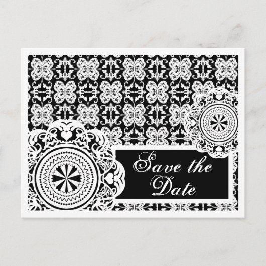 Arabesque White Lace, bewaar de datum briefkaart (Voorkant)