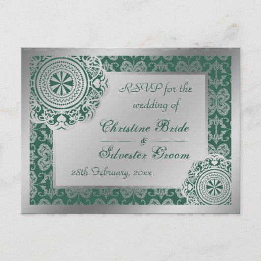 Arabesque Zilveren kant, RSVP briefkaart (Voorkant)