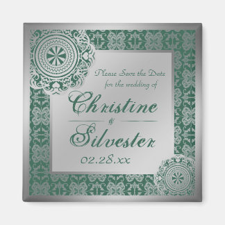 Arabesque Zilveren kant, vierkant Bewaar de datum Magneet