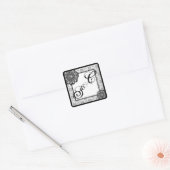 Arabesque Zwarte kant, monogram souvenir sticker (Envelop)