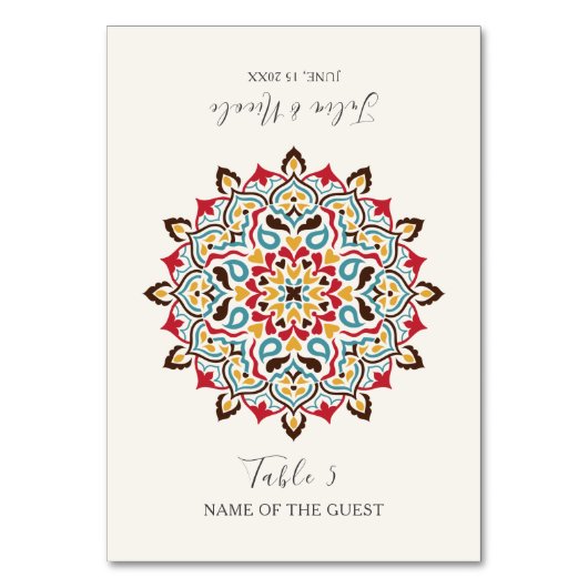 Arabian Art Nouveau Floral Arch Wedding Place Card Kaart (Voorkant)
