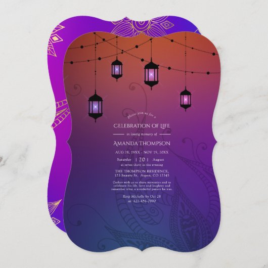 Arabian Bollywood Celebration of Life Invitation Kaart (Voorkant / Achterkant)