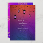 Arabian Bollywood QR Code RSVP Weddenschap Kaart (Voorkant / Achterkant)