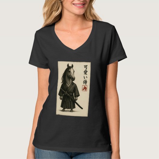 Arabian Horse Samurai Ink Art Sumi-e Style Novelty T-shirt (Voorkant)