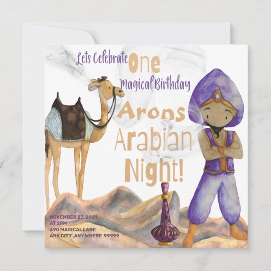 Arabian Night Birthday Invitation Kaart (Voorkant)