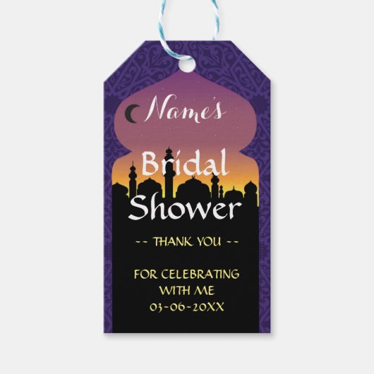 Arabian Nights Bedankt Label Favor Vrijgezellenfee Cadeaulabel (Voorkant)