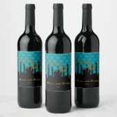 Arabian Nights Elegant Blauwgroen, Wijn Etiket (Flessen)