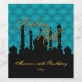 Arabian Nights Elegant Blauwgroen, Wijn Etiket (Enkel label)