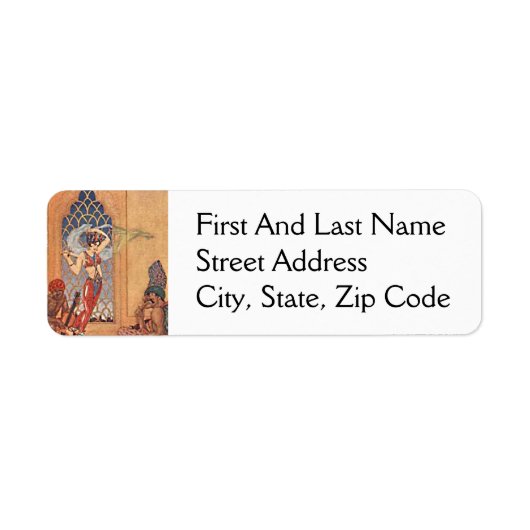 Arabian Nights Exotic Belly Dancer met Sjaals Etiket (Voorkant)