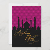 Arabian Nights, Fuchsia en Zwarte Uitnodiging (Achterkant)