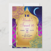 Arabian Nights Glam Gold Paarse verjaardagsfeest Kaart (Voorkant)