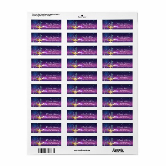 Arabian Nights Gold Magic Lamp Party Etiket (Full Sheet)