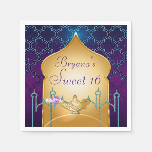 Arabian Nights Gold Magic Lamp Party Servetten (Voorkant)