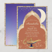 Arabian Nights Goud en Blauw Aladdin sprookje Kaart (Voorkant / Achterkant)