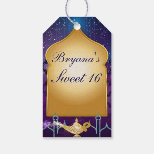 Arabian Nights Gouden Magische Lamp Feest  Cadeaulabel (Voorkant)