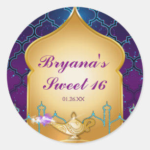 Arabian Nights Gouden Magische Lamp Feest Ronde Sticker