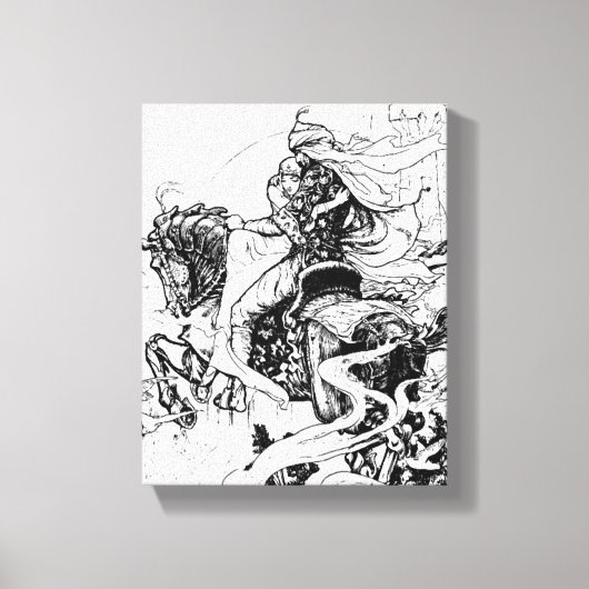 Arabian Nights Knight and Princess on Horse Canvas Afdruk (Voorkant)