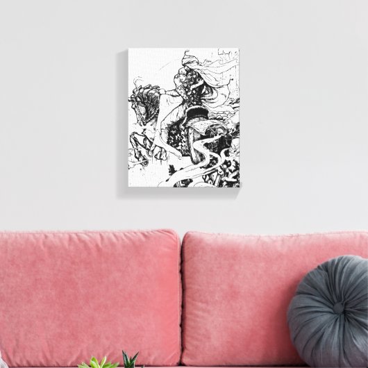 Arabian Nights Knight and Princess on Horse Canvas Afdruk (Insitu (Woonkamer))