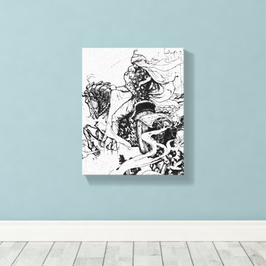 Arabian Nights Knight and Princess on Horse Canvas Afdruk (Insitu (Houten vloer))