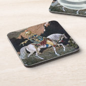 Arabian Nights Knight Prince op White Horse Bier Onderzetter (Linkerzijde)