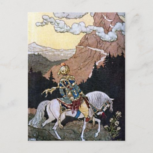 Arabian Nights Knight Prince op White Horse Briefkaart (Voorkant)