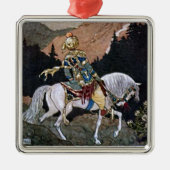 Arabian Nights Knight Prince op White Horse Metalen Ornament (Voorkant)
