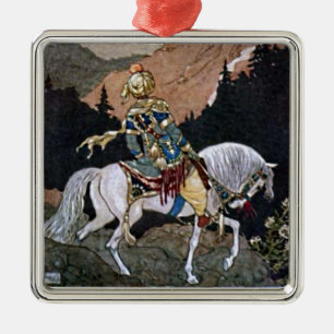 Arabian Nights Knight Prince op White Horse Metalen Ornament