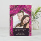 Arabian Nights Magenta & Gold Photo Save the Date (Staand voorkant)