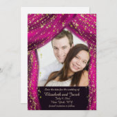Arabian Nights Magenta & Gold Photo Save the Date (Voorkant / Achterkant)