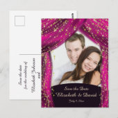 Arabian Nights Magenta & Gold Photo Save the Date Briefkaart (Voorkant / Achterkant)