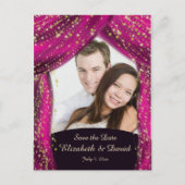 Arabian Nights Magenta & Gold Photo Save the Date Briefkaart (Voorkant)