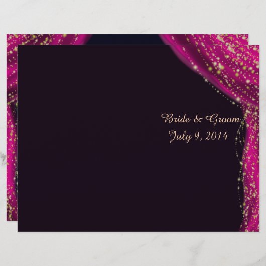 Arabian Nights Magenta & Gold Wedding Program (Voorkant / Achterkant)
