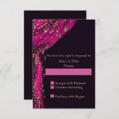 Arabian Nights Magenta & Gold Wedding RSVP (Voorkant / Achterkant)