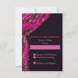 Arabian Nights Magenta & Gold Wedding RSVP Kaartje
